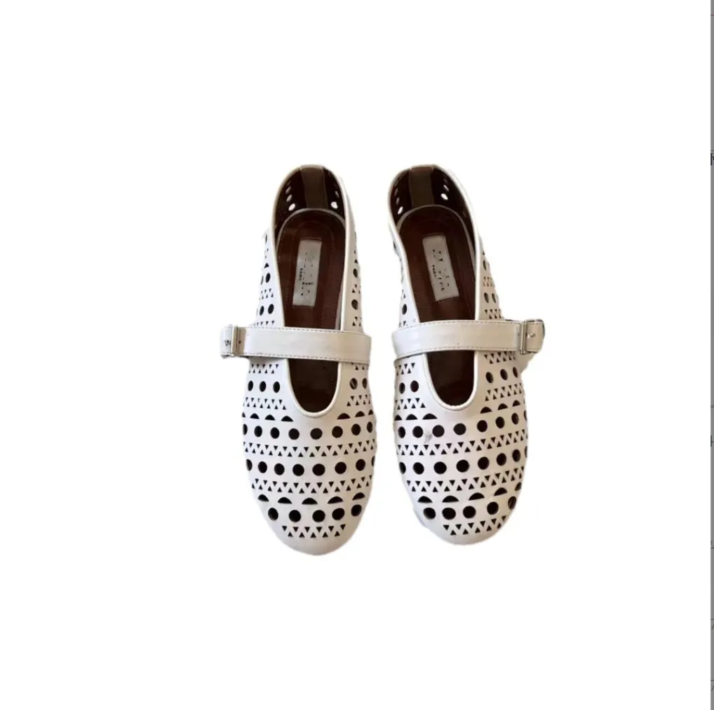 Ballerines Plates En Maille Pour Femme - Chaussures Confortables Avec Sangle à Boucle, Bout Rond, Idéales Bureau Et Quotidien