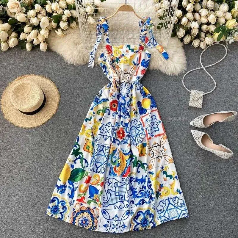 Spaghetti Strap Summer Dress, Lightweight Flowing Dress | DHgate