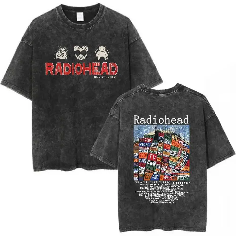 Wholesale Vintage Washed Graphic T Shirt Radiohead Inspired Band