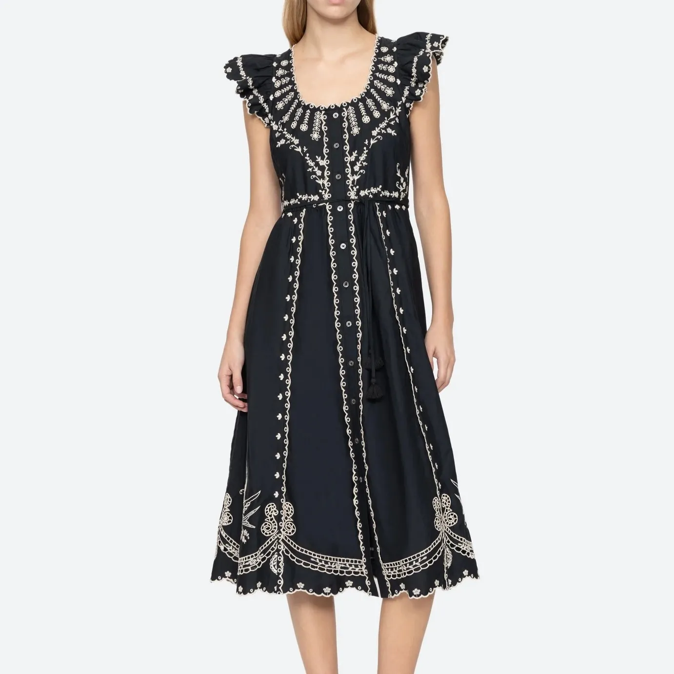 sachin and babi light blue dress KYLIE SHIRT DRESS BIRD WING EMBROIDERY IN SILK/COTTON
