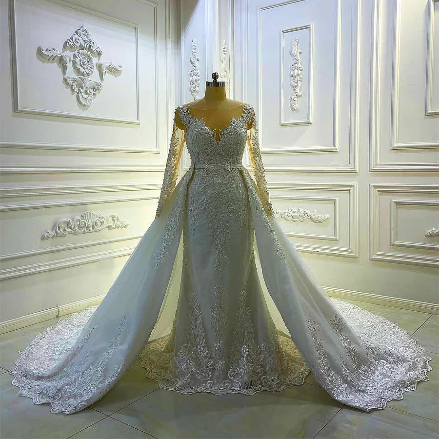Glitter empire Lace wedding dress - Custom Full Sleeve Lace Appliqued