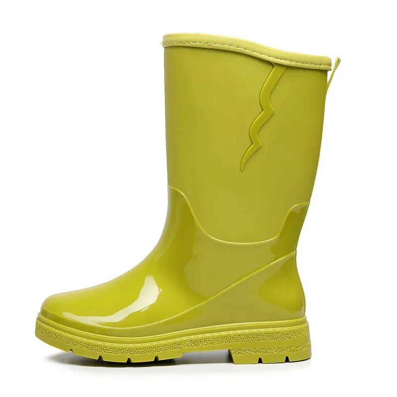 Damesregenlaarzen, modieus, casual, antislip, werkschoenen, waterdicht, halfhoge laarzen met uitneembare poten, warm en pluche. Vier_voghion.com