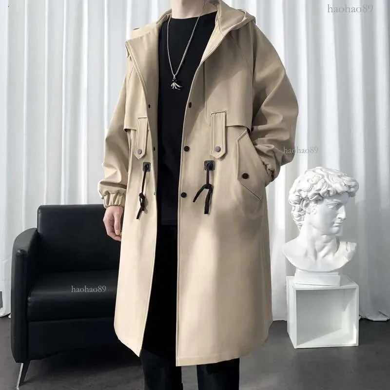 Save Big on Bulk Korean Men's Trench Coat Men's Trench Coat Hoodie  Streetwear Jacket Khaki, Black, Hooded Casual Hip Hop Style Best  Deals on