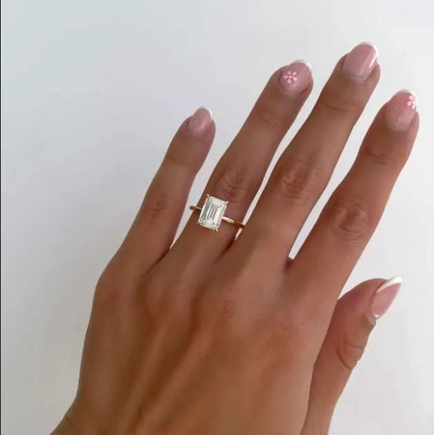 Fancy Cut 1CT 2CT Grown CVD HPHT Engraved 18K Solid Gold Lab Diamond Ring For Women Wedding_voghion.com