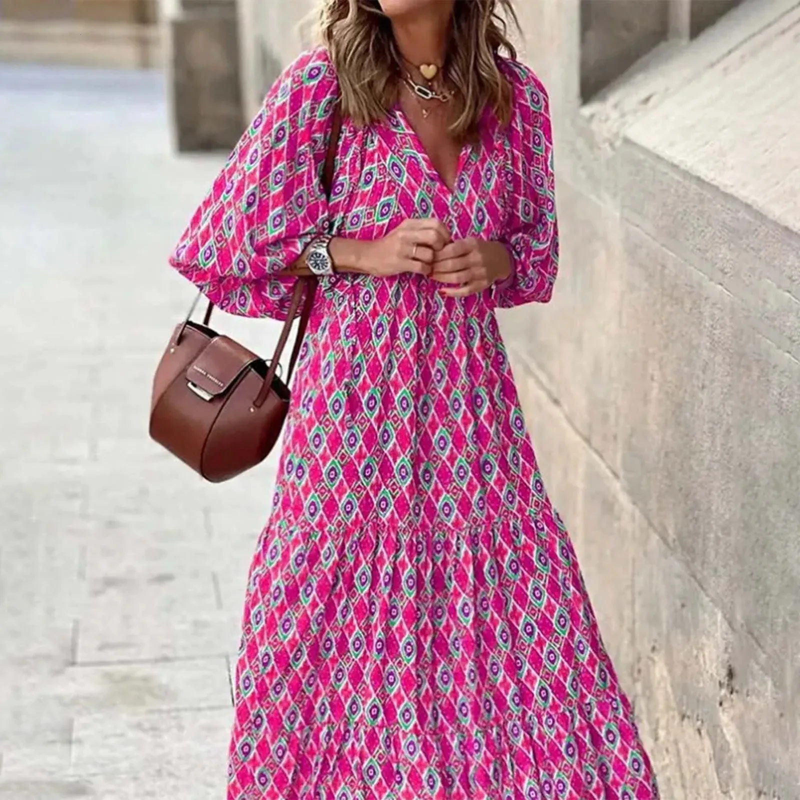 knee length dresses for ladies Oversized silk kaftan dress – long loose robe main image 0
