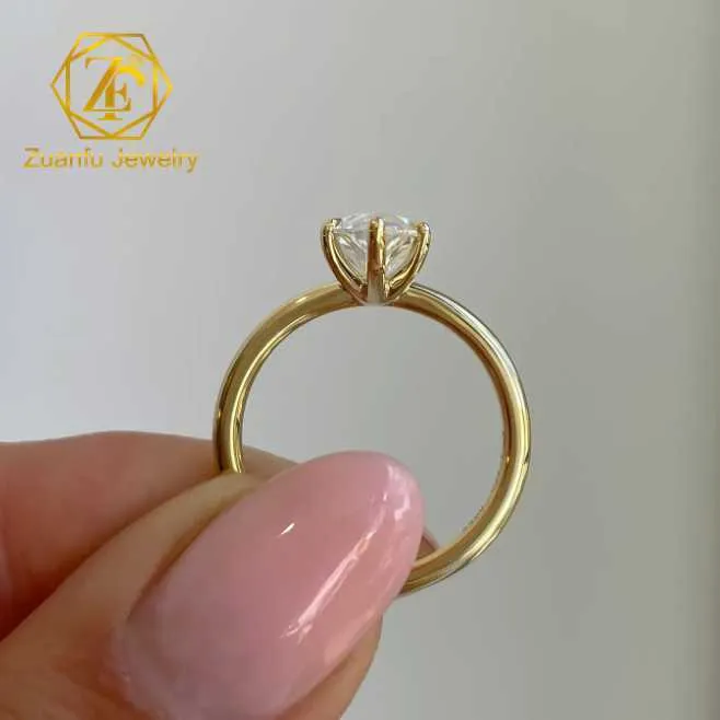 Fancy Cut 1CT 2CT Grown CVD HPHT Engraved 18K Solid Gold Lab Diamond Ring For Women Wedding_voghion.com