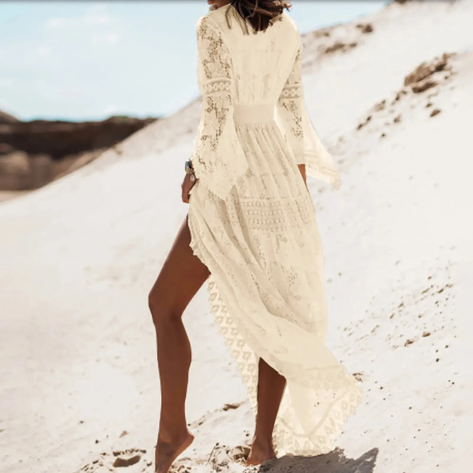 holiday boho dresses Kristana Corset Slit Mesh Lace Formal Dress