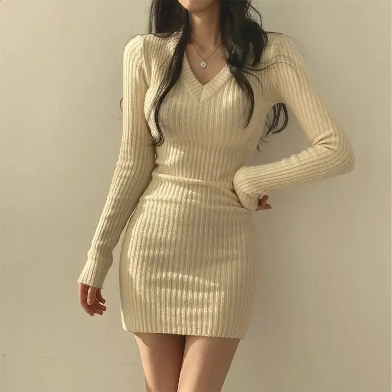 bodycon dress sweater AiiRZ Long Sleeve Knit Mini Tie Side Detail Fall Winter Dress Elegant Dress Party Club Night Evening Dress,XS 40.2 L 43.3 28.7 Funnel Neck Sweater Bodycon Dress