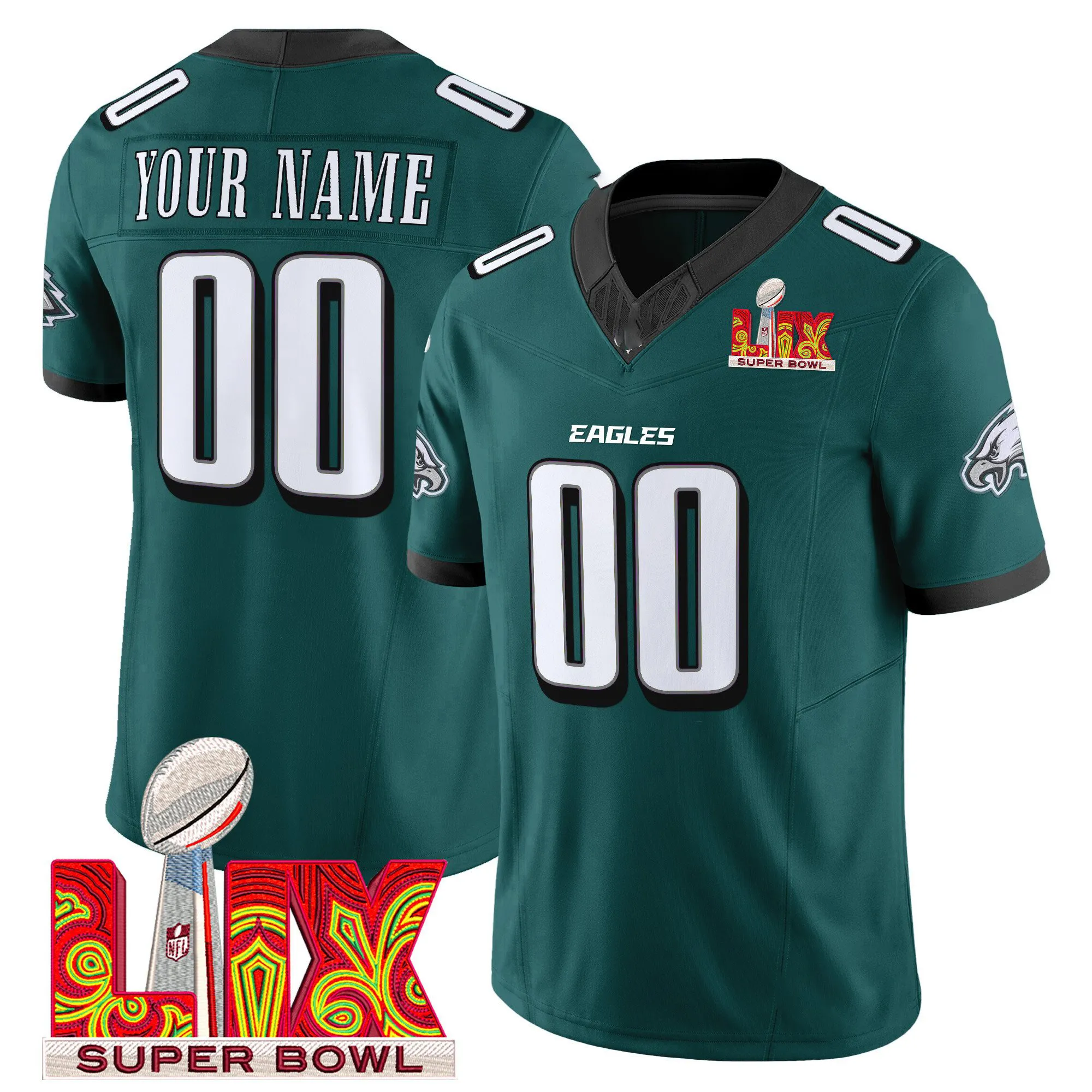 Philadelphia Eagles Gothic Custom Football Uniforms Featuring