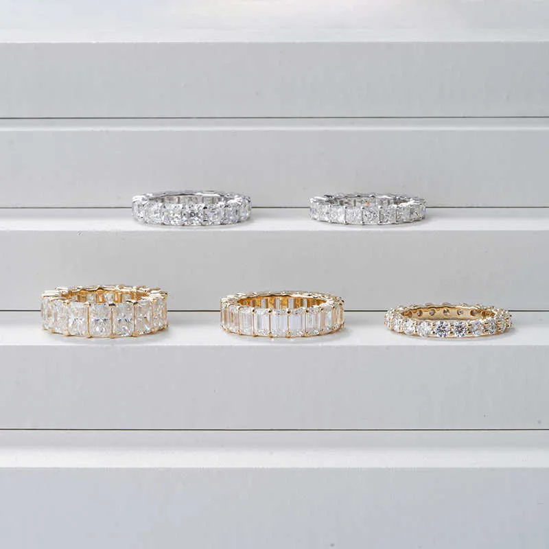 Starsgem Eternity Band 14K Solid Gold Fancy Moissanite Wedding Ring_voghion.com