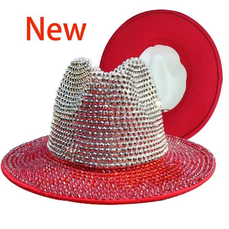 Red Rhinestone Cowboy Hats Womens Splicing Jazz... From Fashion_world01 ...