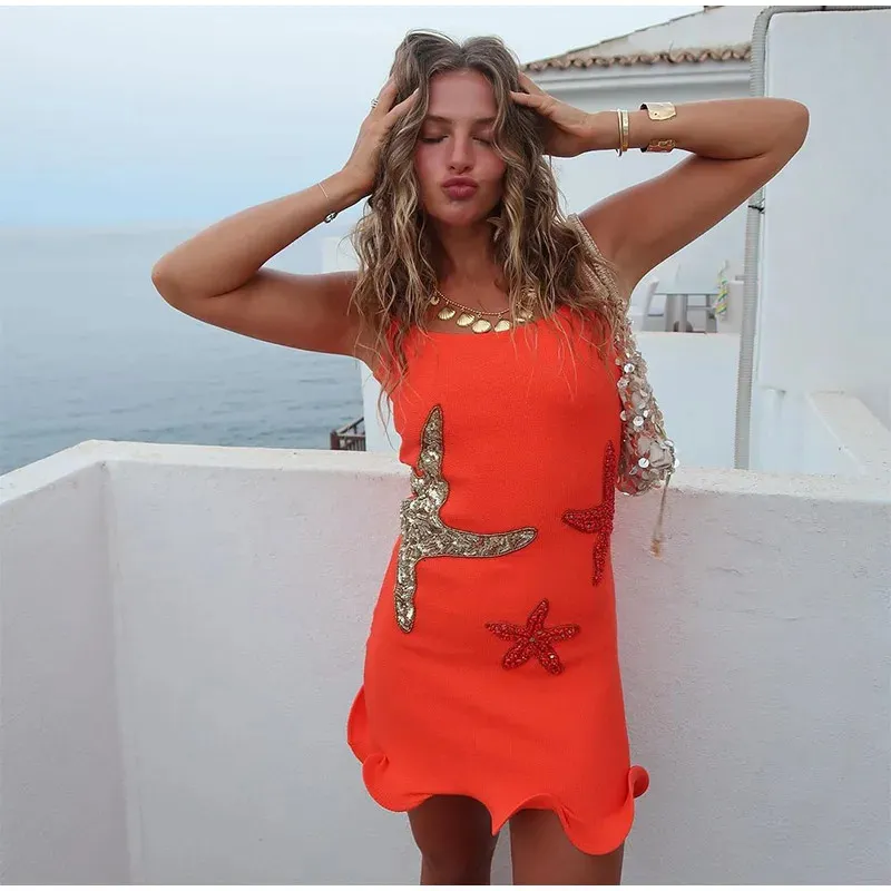 Orange Sequin Mini Dress Women Sleeveless Backless Slim Floor-Length  Chiffon Summer Party Dress from Dhgate Urban Sexy Dresses - price 48.8