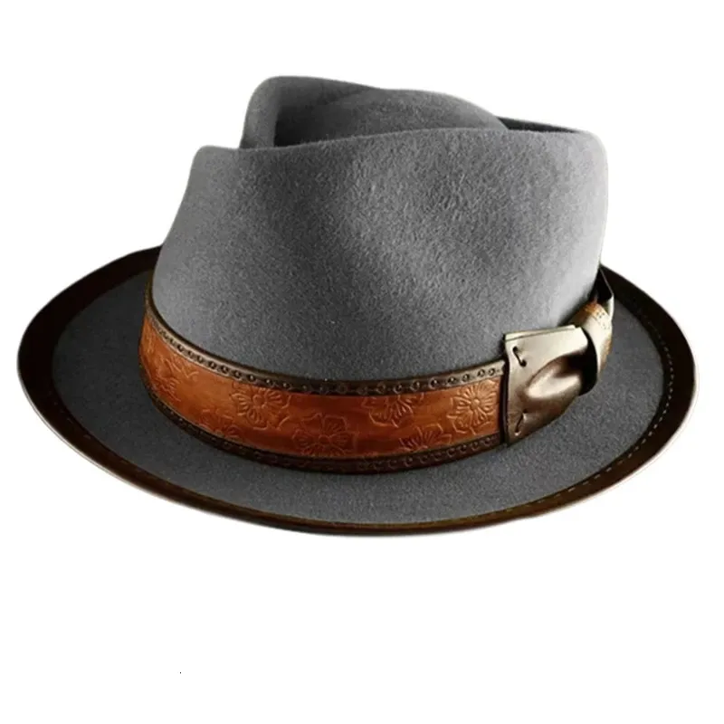 1/2/3/5 Elegant Vintage Fedora Hat Flat Top Hat For Men Stylish Party Trilby Hat Wide Brim I.66806287