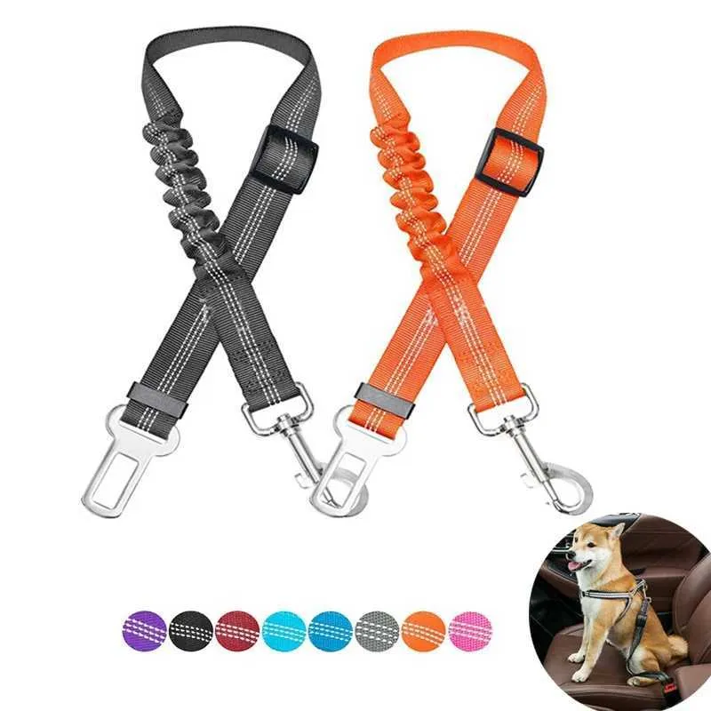 Adjustable Pet Car Seat Belt With Shock Absorbing Elastic