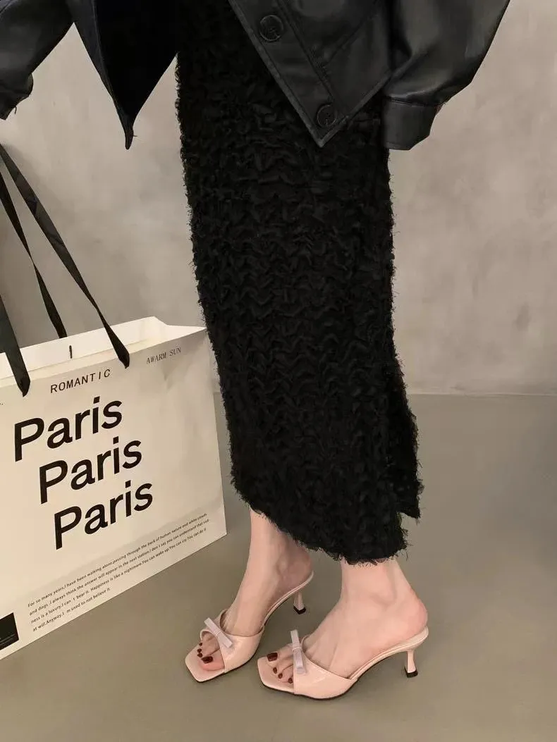 Arrivals Fashion Summer Butterfly Knot Woman Slippers Elegance Stripper Thin Low Heels Lady Mules Slides Shoes 250218_vogvips.com