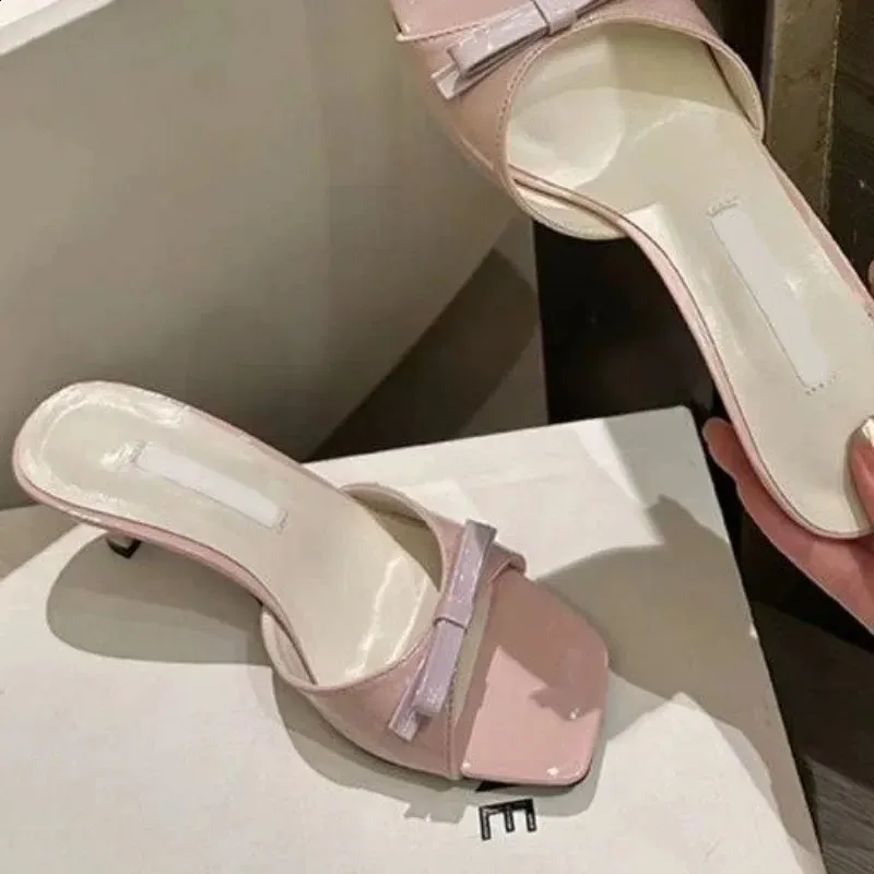Arrivals Fashion Summer Butterfly Knot Woman Slippers Elegance Stripper Thin Low Heels Lady Mules Slides Shoes 250218_vogvips.com