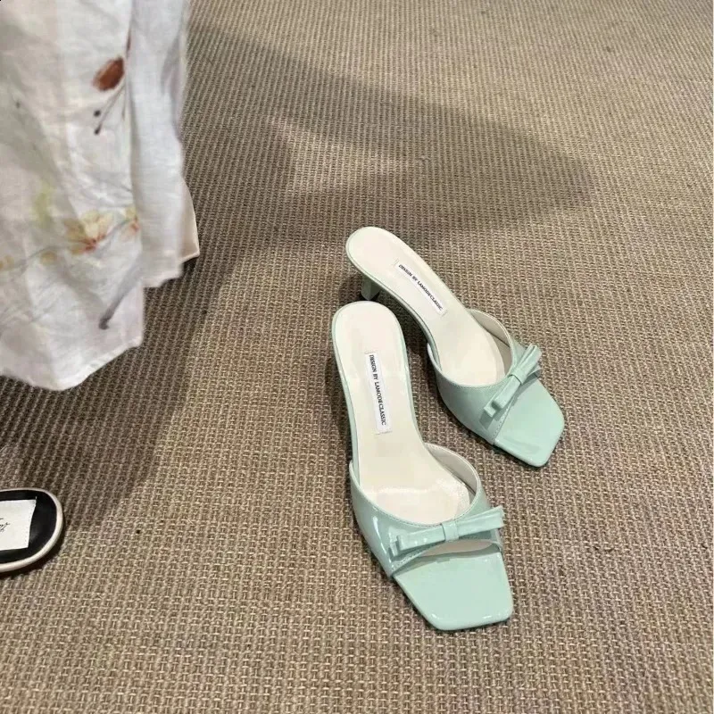 Arrivals Fashion Summer Butterfly Knot Woman Slippers Elegance Stripper Thin Low Heels Lady Mules Slides Shoes 250218_vogvips.com