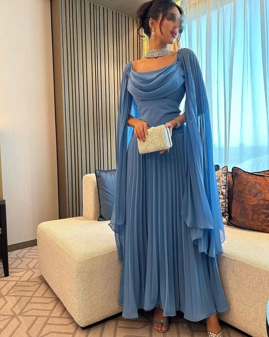 sachin and babi light blue dress Short Satin mother of the bride dresses with sleeves-newarrivaldress