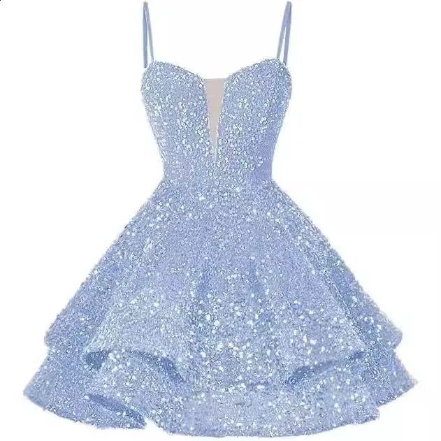 Shiny Short Homecoming Strap Sexy Dress 2025 New Shiny Sweet Ball