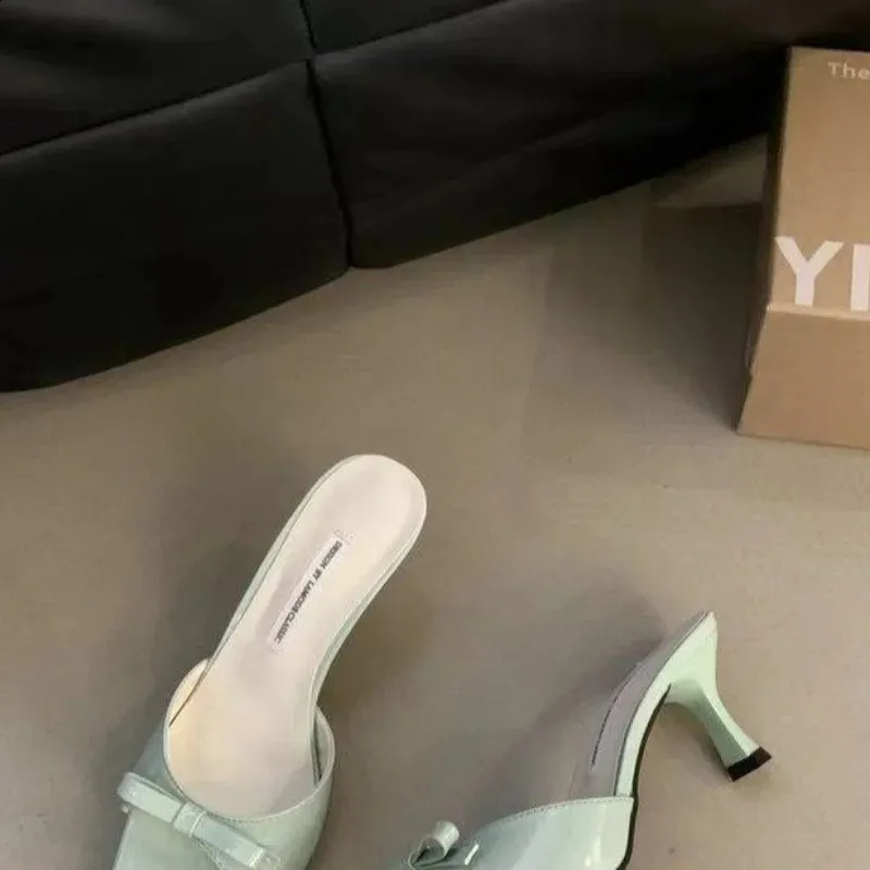 Arrivals Fashion Summer Butterfly Knot Woman Slippers Elegance Stripper Thin Low Heels Lady Mules Slides Shoes 250218_vogvips.com