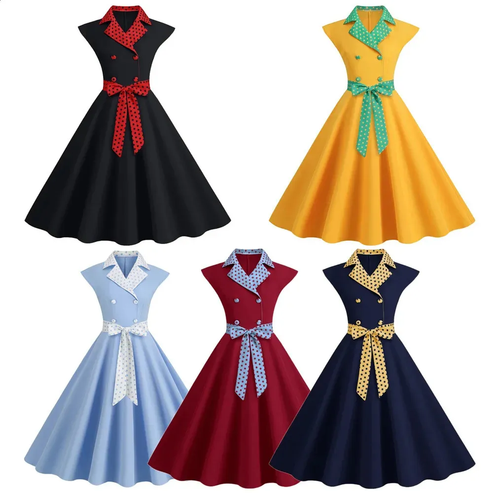 Kadın Retro 50 60lar Elbiseler Puantiyeli Baskılı Yi TL833.94