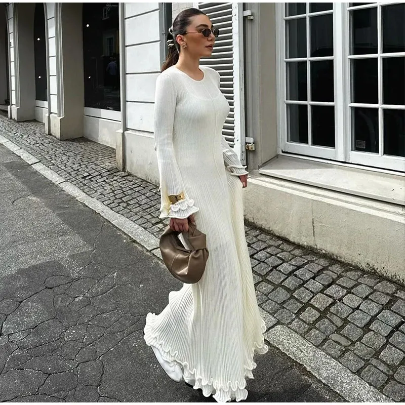Knitted Maxi Dress for Women Floor-Length Short Sleeve Round Neck Backless Lace Up from Dhgate Basic & Casual Dresses