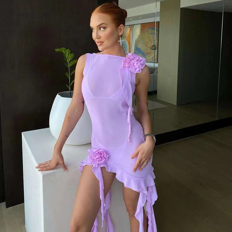 European Jellyfish Ruffle Edge Cover Up Dress Sexy... From Morningmadam,  $27.75