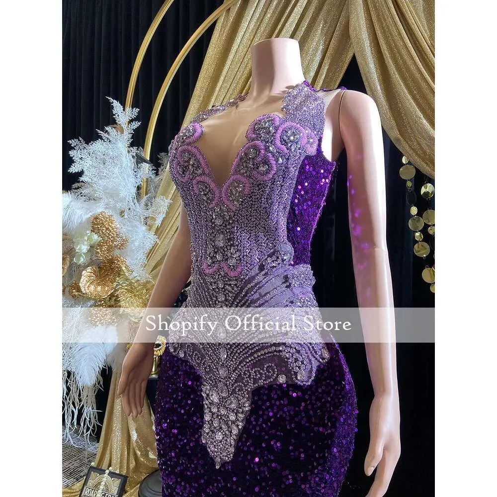 Sparkly Purple Sequins Mermaid Ball Dress Black Girls 2025 The Rhinestone  Crystal Feather Long Prom Custom Birthday Dresses From Babynice888, $370.27  | DHgate.Com