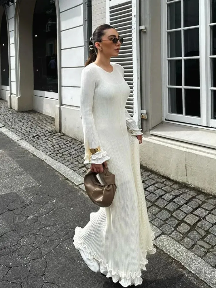 knee length dresses for ladies Silvia Tcherassi Jedda Ruched One Shoulder Knotted Maxi Dress