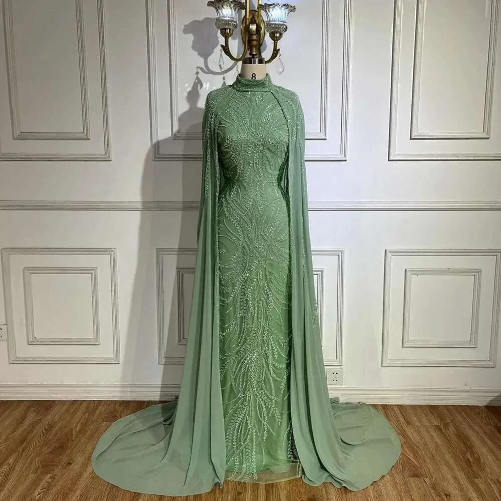 green emerald velvet dress Sage Mint Satin Hijab main image 1