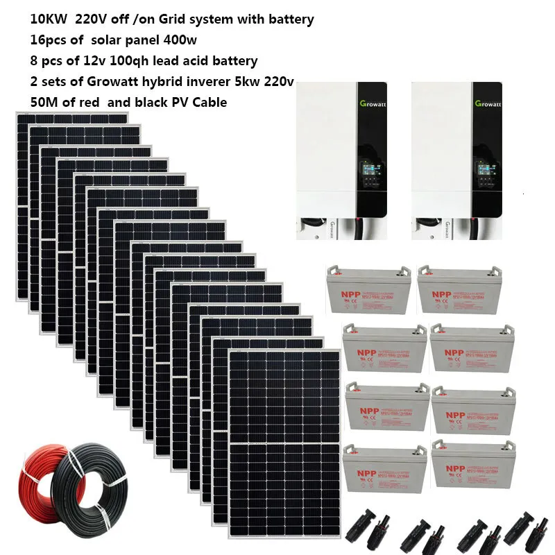 Solar Panel Kit Complete With Battery 10KW 220V 120V AC Perc Split Cell ...
