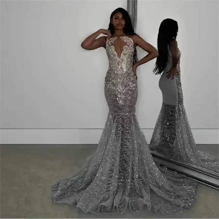 Glitter Silver Prom Dress Crystal Rhinestone... From Sunnybridal01, $178.43  | DHgate.Com