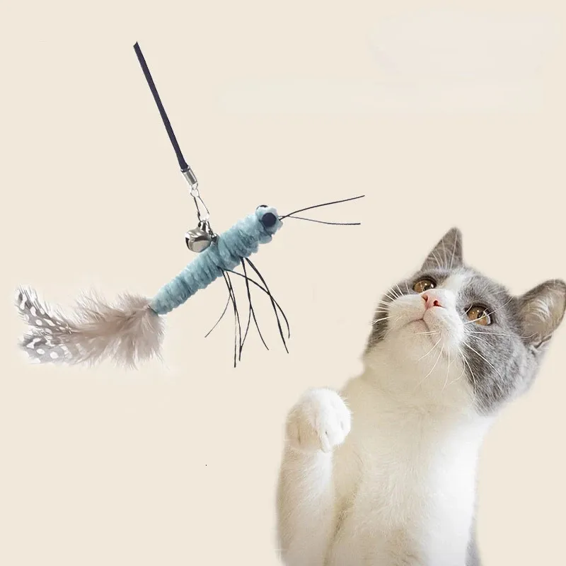 Teasing Head With Or Without Wire Stick Dragoy Feather Supplies Interactive Fun Pet Cat Toy Accessories_voghion.com