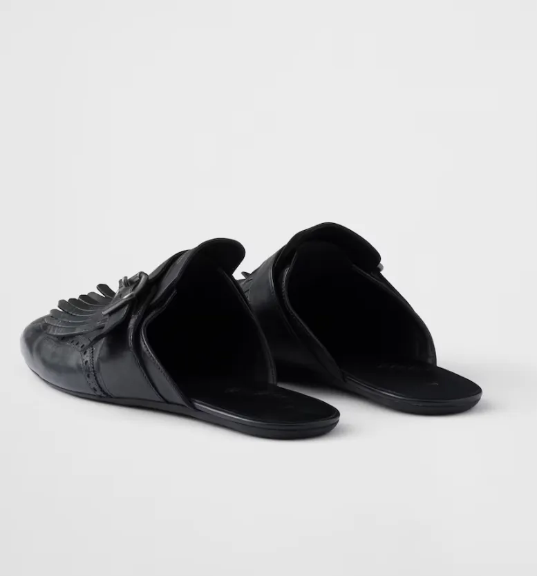 【日本入手困難】Shuffle fringed monk strap leather mules Famous Design Women Shuffle Fringed Monk Strap Leather Mules
