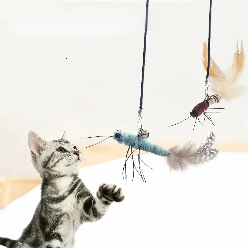 Teasing Head With Or Without Wire Stick Dragoy Feather Supplies Interactive Fun Pet Cat Toy Accessories_voghion.com
