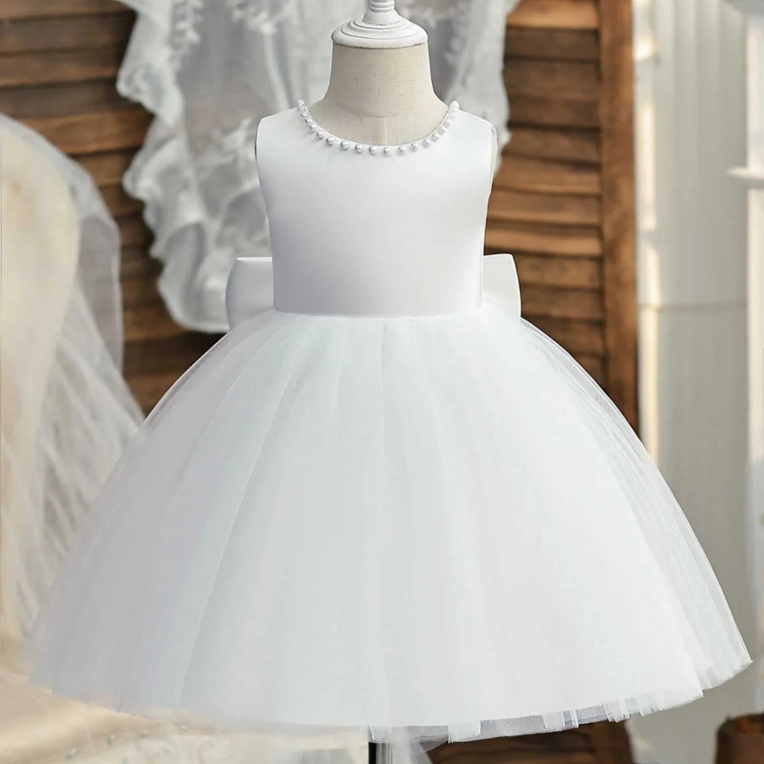white toddler dress Hand Smocked Pearl Cross Baby Girl Bishop with Bonnet Our white beautiful Satin Flower Girl Dress set is completely made of health Baby girl ceremony dress -