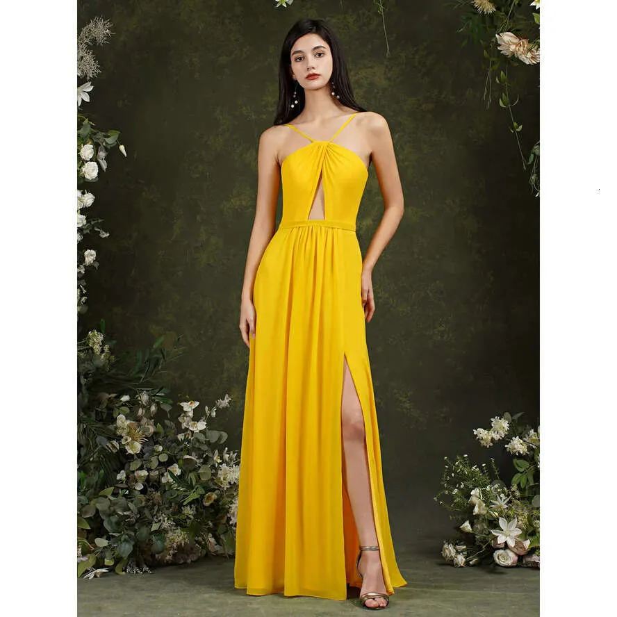 where to try on bridesmaid dresses in person Zapaka Women Ivory Long Engagement Dress with Belt Sleeveless High Neck  Chiffon A Line Wedding Reception Dress – ZAPAKA main image 0