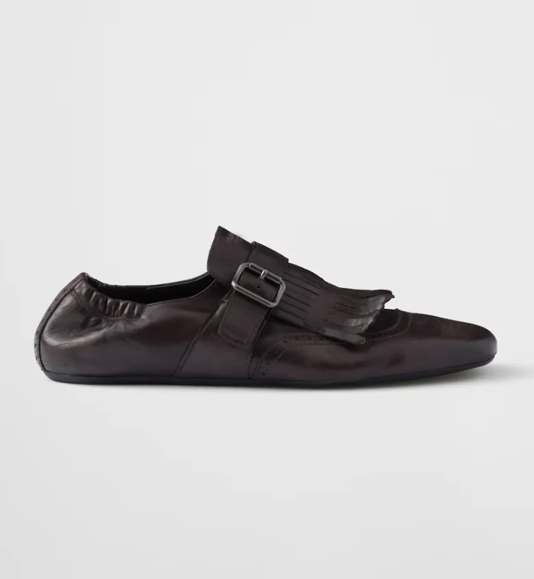 【日本入手困難】Shuffle fringed monk strap leather mules Famous Design Women Shuffle Fringed Monk Strap Leather Mules