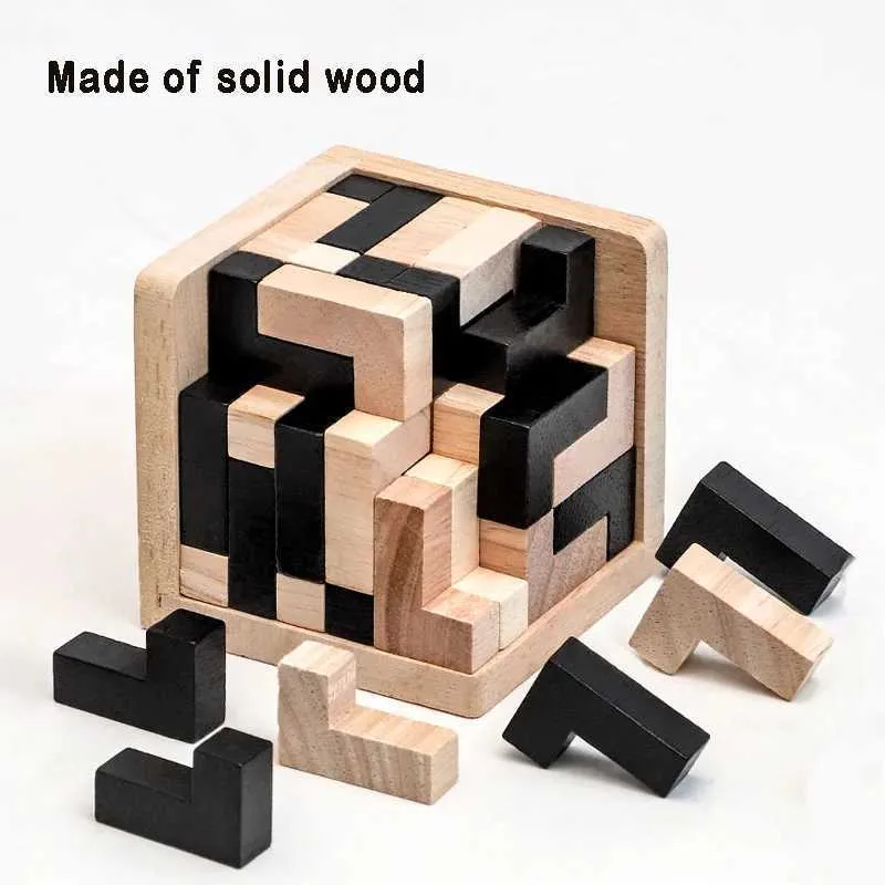 Luban 3D Cube Puzzle Wooden Brain Teaser Toy For Early Learning And ...