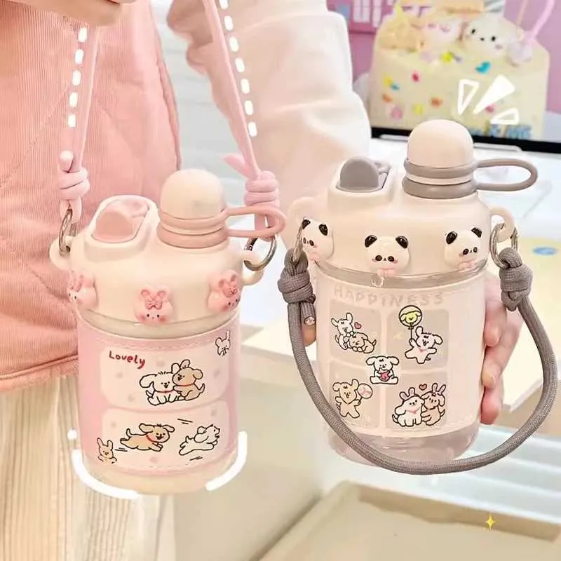 Kawaii Boba bottle water bottle with Straw - 500ml Aesthetic Infuser ...