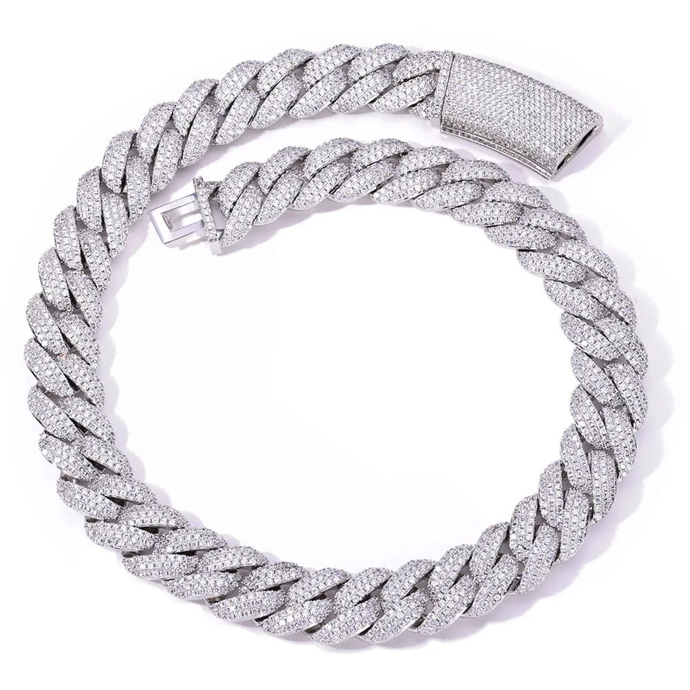 Iced Out Cuban Link Chain Necklace 20mm Width, Stainless Steel