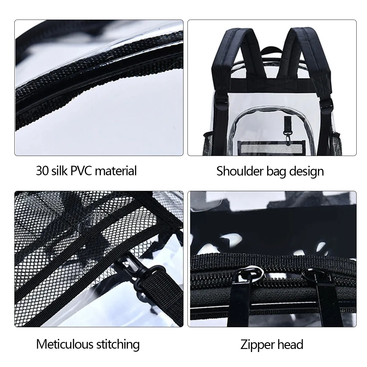 Modischer, transparenter PVC-Rucksack, wasserdicht, Damen-Rucksack, durchsichtig, für Teenager, Outdoor-Sport, großer Stauraum, 250214_voghion.com