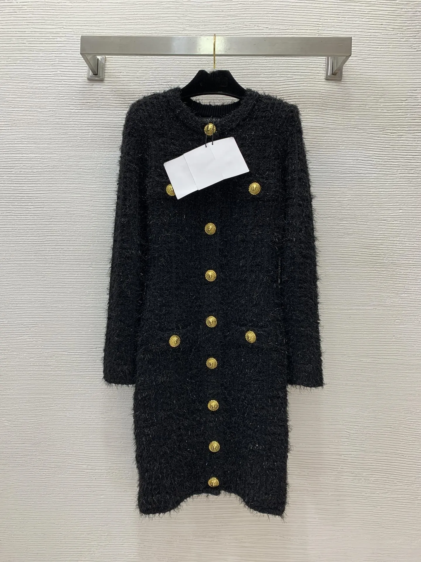 Knitted dress with stand collar rhinestone decoration tweed slim fit empire  waist above knee length from Dhgate Basic & Casual Dresses - price 235.18