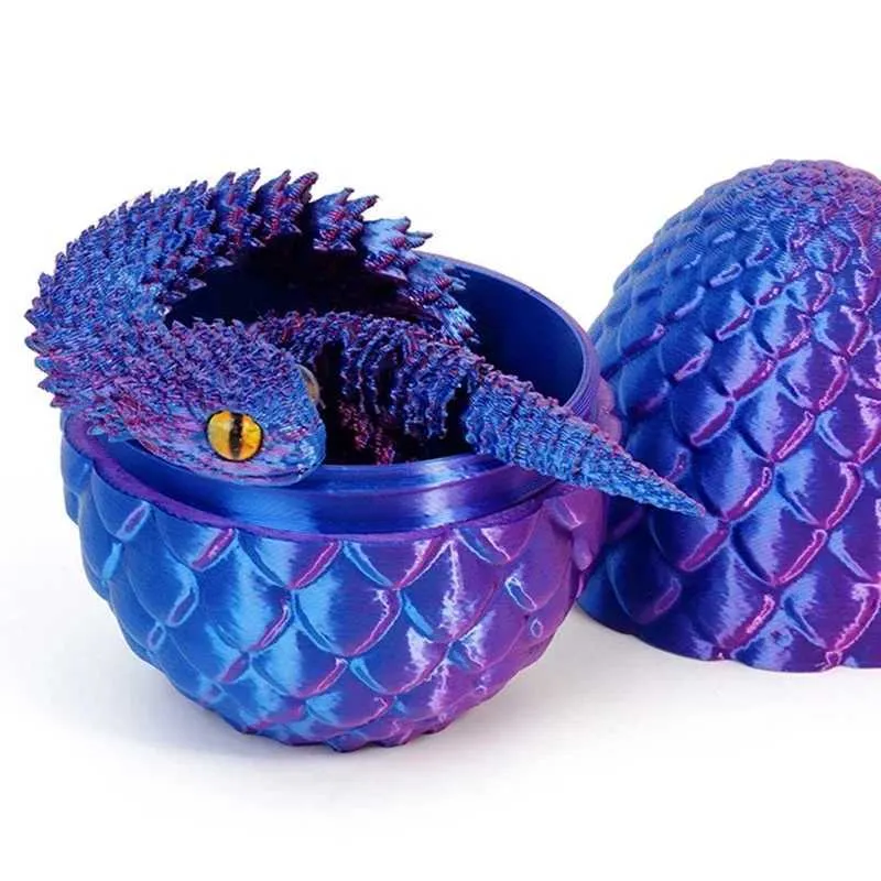3D Printed Gem Ball Python Snake Eggs Dragon Rotatable Articulated ...