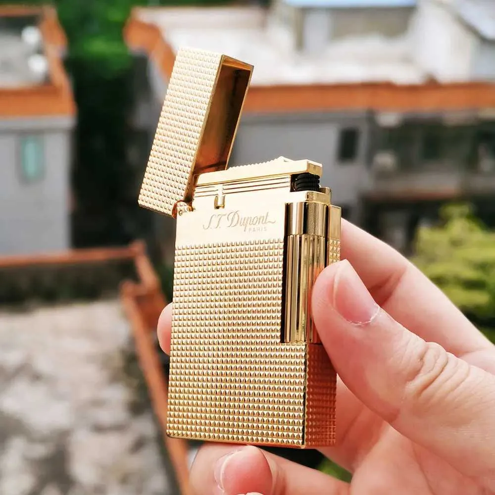 Luxury Designer Decor E 2 Cigarette Lighter Bright Sound Smoking perfume Men Metal Gas Iatable Butane Flame Tobacco New Dropsing Dupont Y250222 