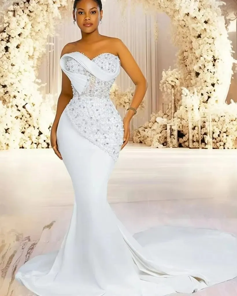 Crystal Pearl Mermaid Wedding Dress main image 1