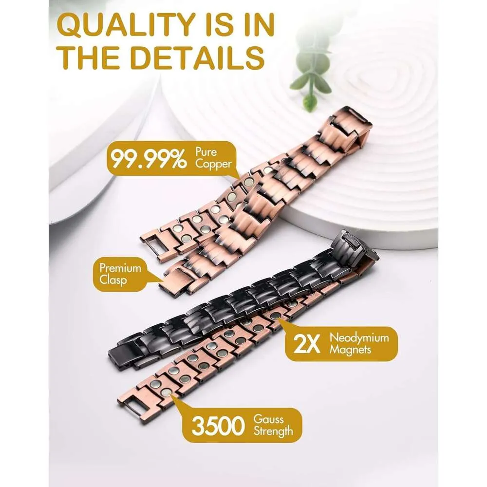Bracciale Uomo In Rame Puro 99,99% Con 57 Magneti - Terapia Magnetica, Regolabile Con Strumento, Feraco - 3