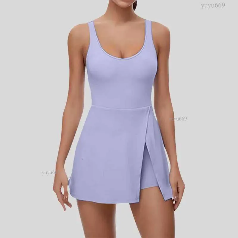 Women's Square Neck Tennis Tennis Dress with Side Slit Flare for Casual, Yoga, and Workout - Sleeveless Athletic Fitting Clothing