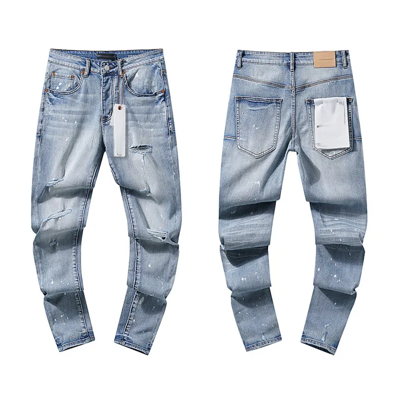 48 Ripped Mens Designer Jeans Ripped Pants Version Skinny Broken Hip Hop Style ...