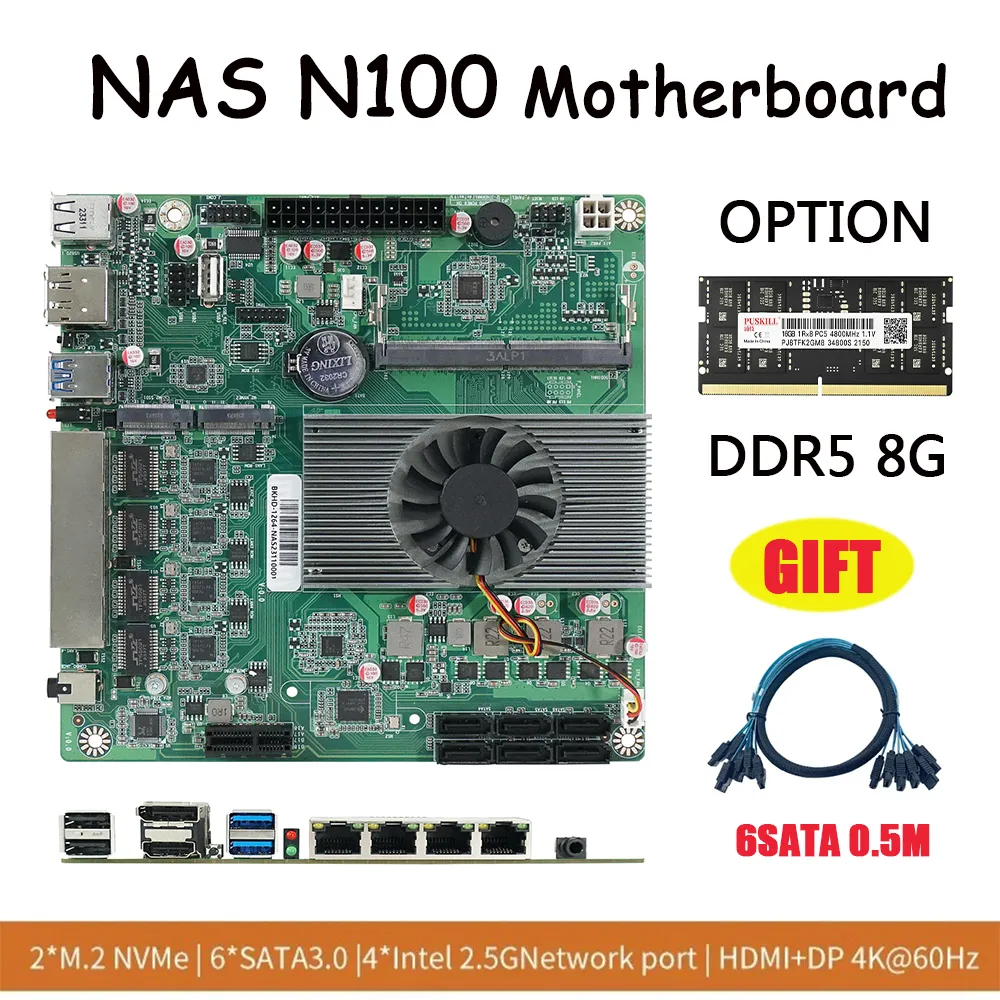 Intel N100 Mini ITX NAS Motherboard 4x Intel I226